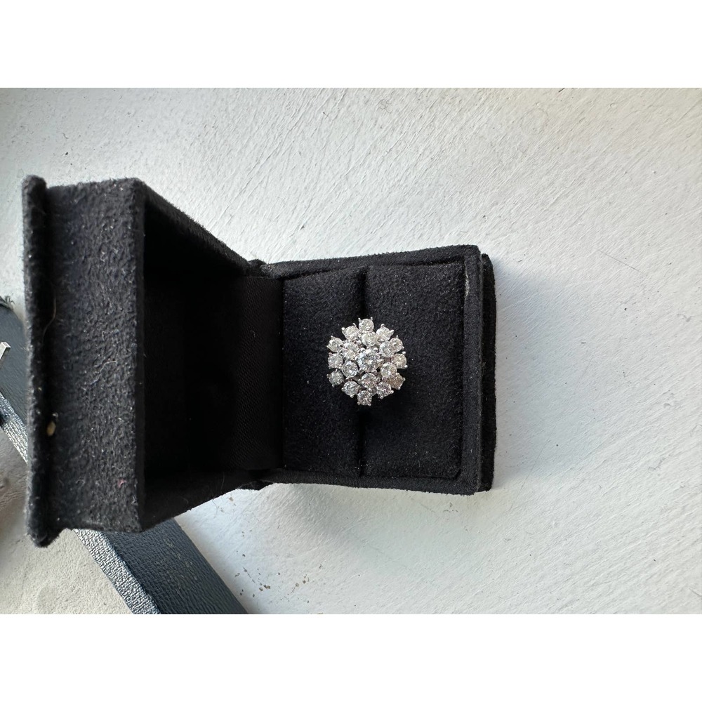 Vintage diamond and 14k white gold cocktail ring - Picture 2 of 11